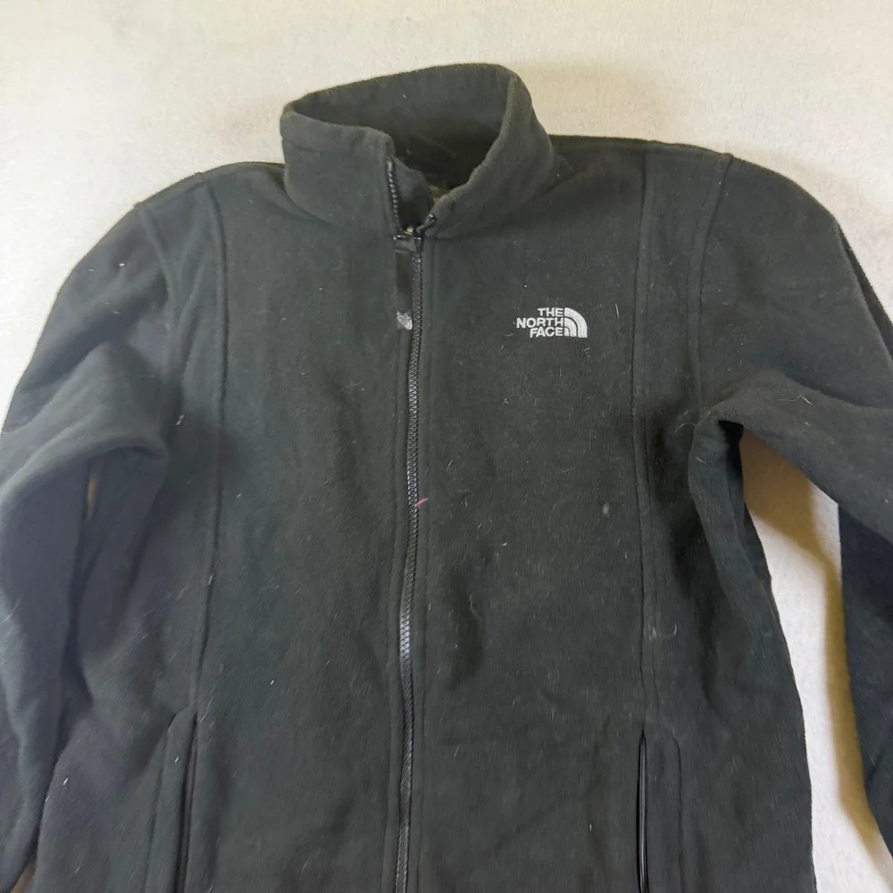 The North Face Boys Black Fleece Full Zip Jacket Size Large L G Regular Fit